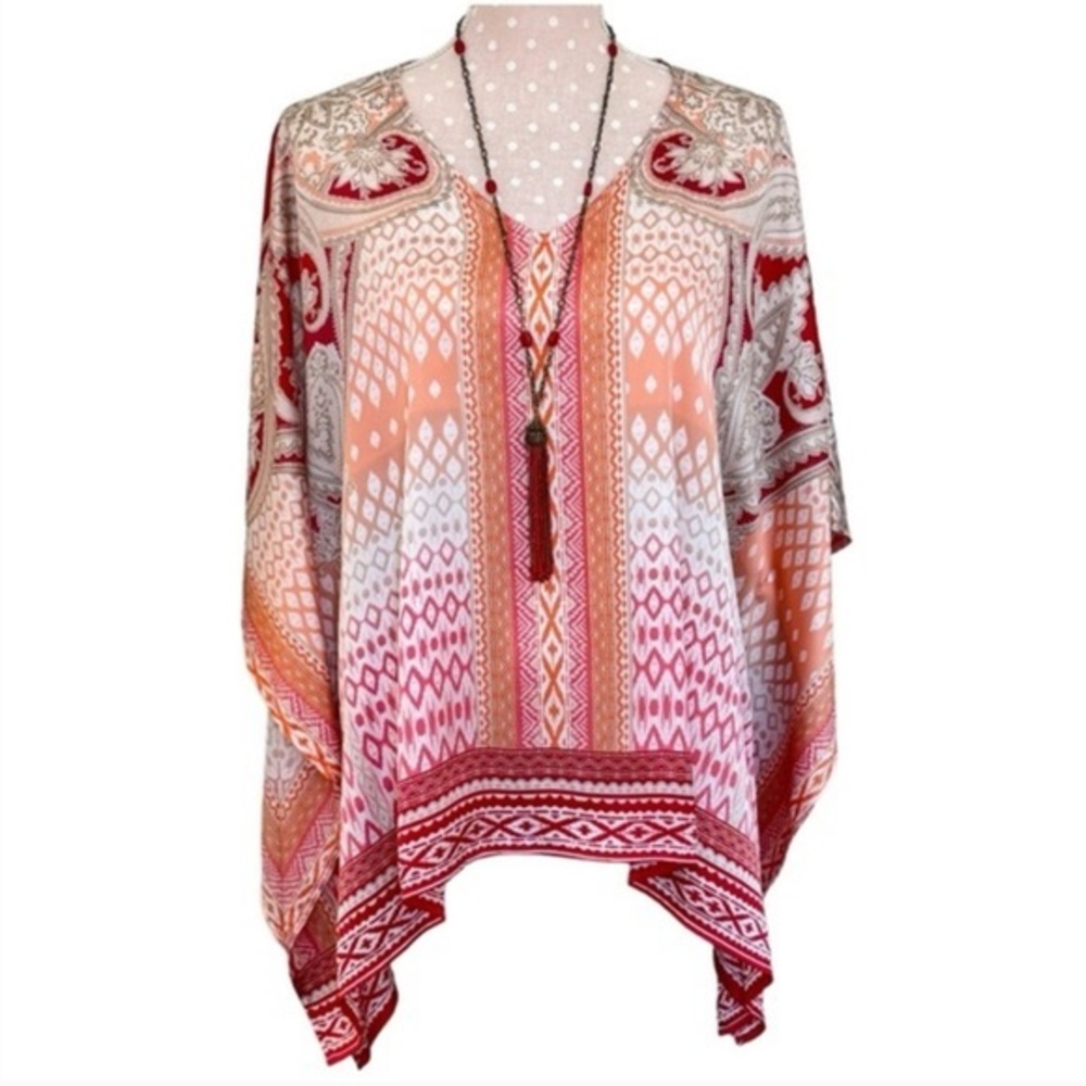 Chico's Exotic Scrolls V-Neck Poncho Top NWT